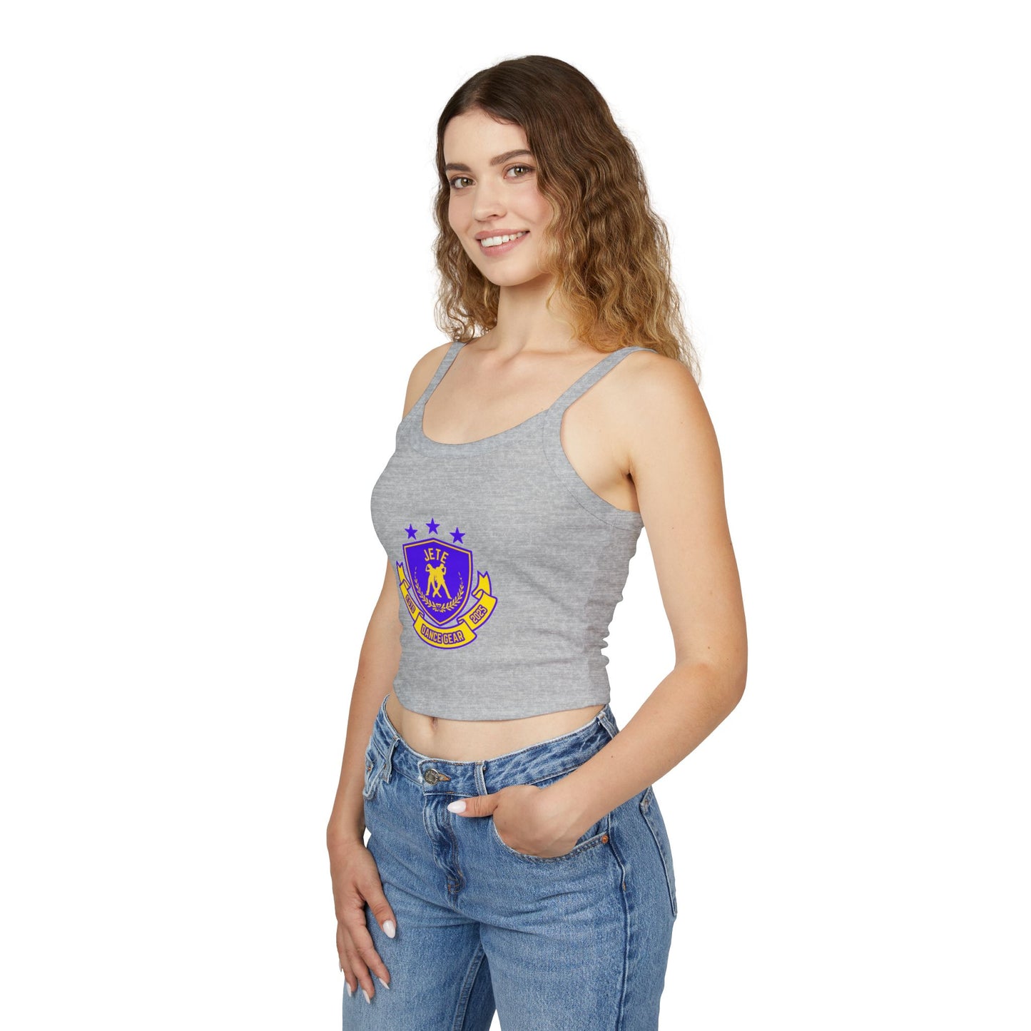 "Jeté Dance Gear" Women’s Spaghetti Strap Tank Top – Collegiate-Inspired Dancer Graphic | Stylish Studio Apparel for Dancers & Performers
