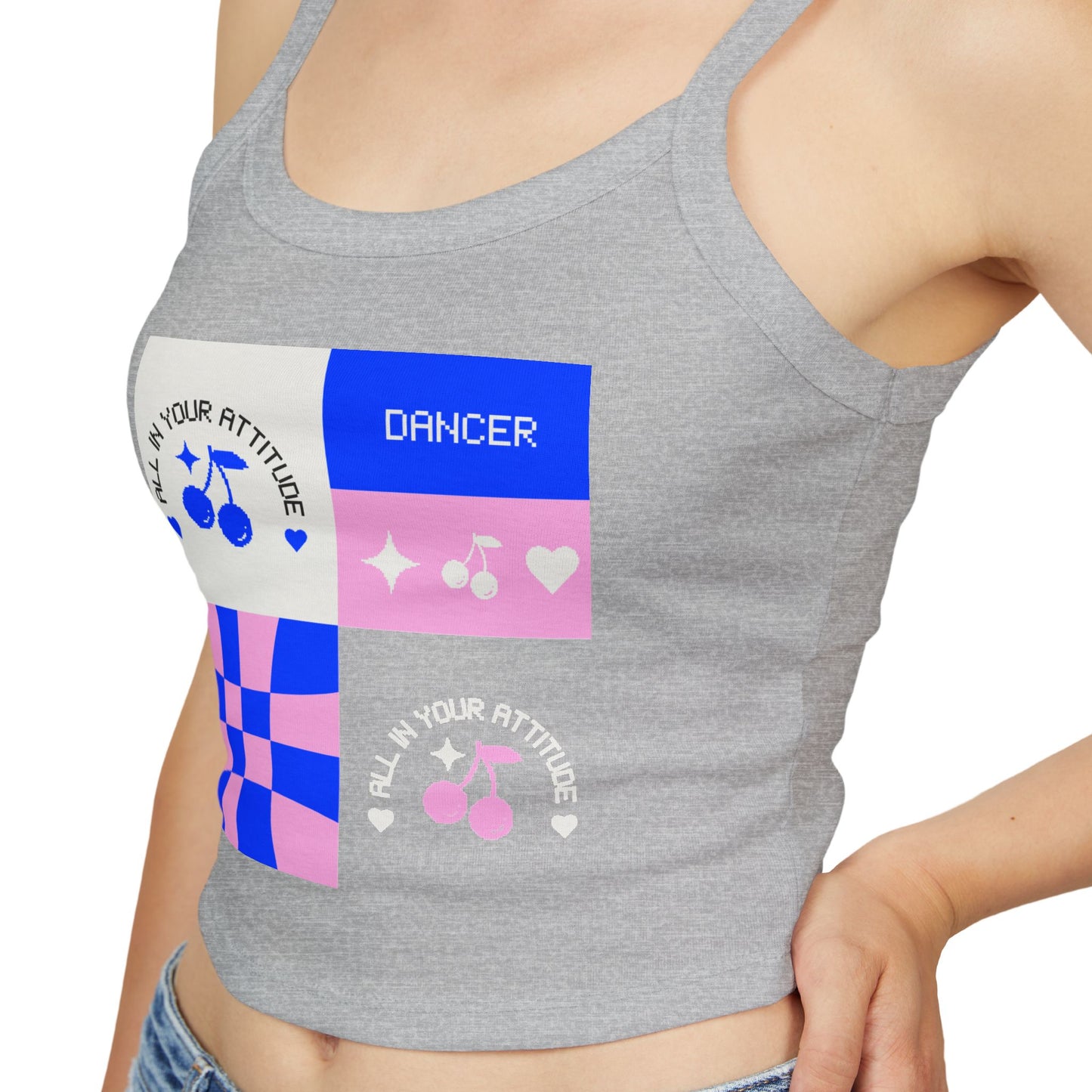 "Dancer – All in Your Attitude" Women’s Spaghetti Strap Tank Top – Retro Dance Graphic | Bold & Stylish Tank for Confident Dancers and Performers