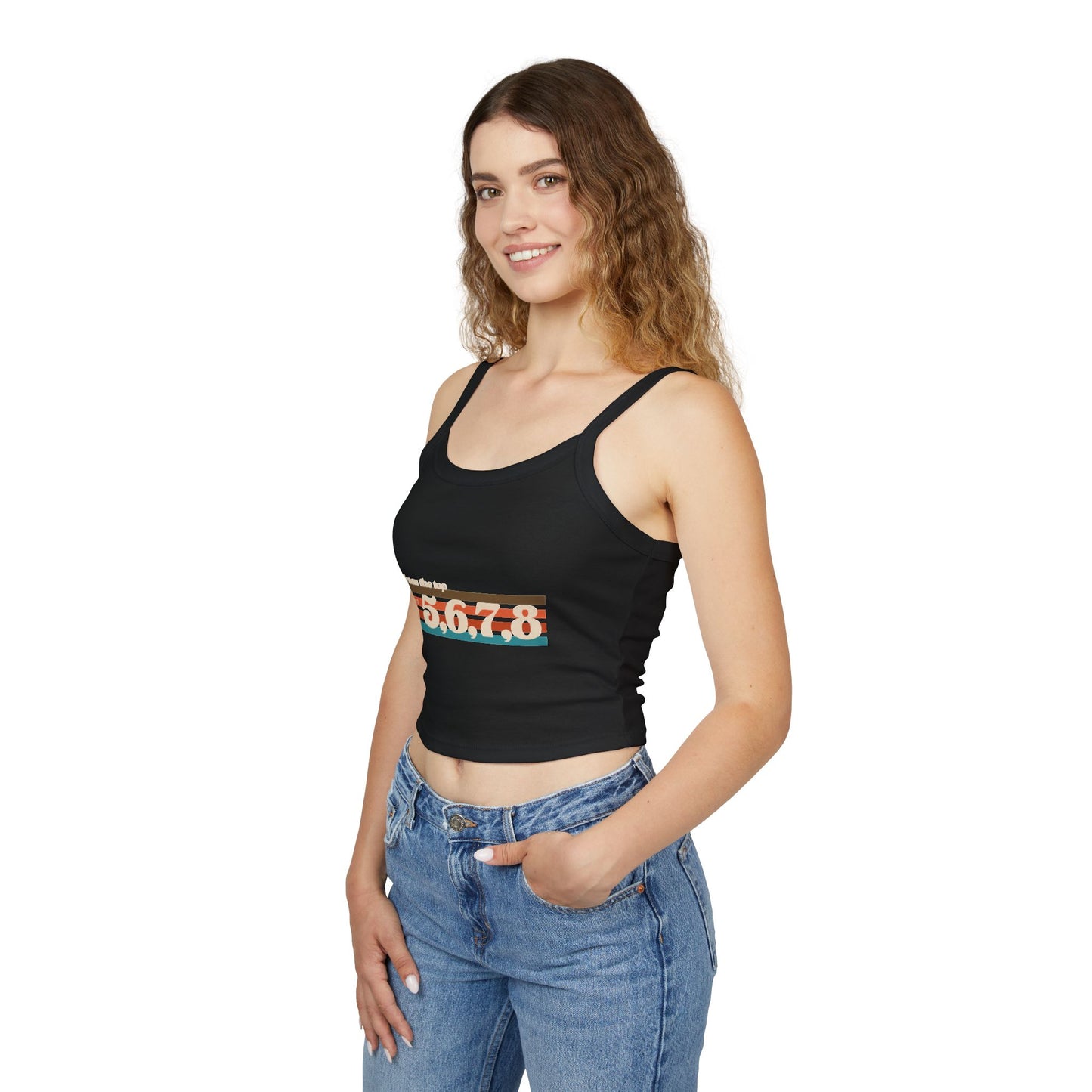 "From the Top and 5, 6, 7, 8" Women’s Spaghetti Strap Tank Top – Retro Dance Graphic | Fun Rehearsal Tank for Dancers & Choreographers