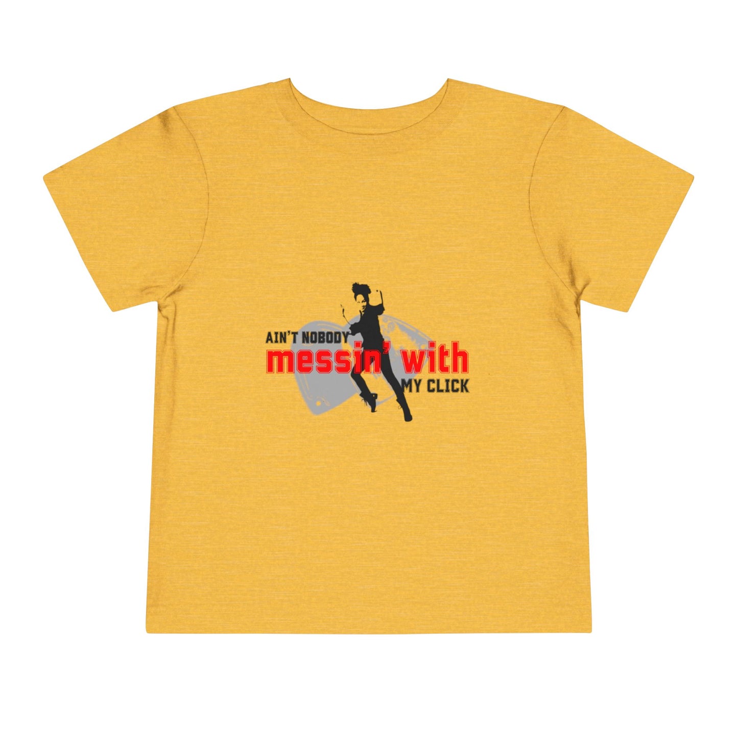 “Ain’t Nobody Messin’ With My Click” Toddler Short Sleeve T-Shirt – Tap Dance Graphic Tee with Tap Dancer Design for Kids