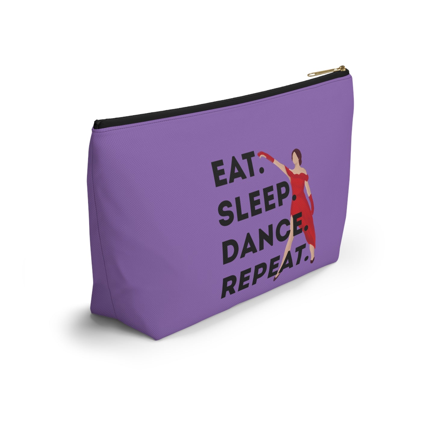 “Eat Sleep Dance Repeat” Makeup Bag – Bold Dancer Graphic – Dance-Themed Zipper Pouch for Cosmetics, Accessories & Travel Essentials