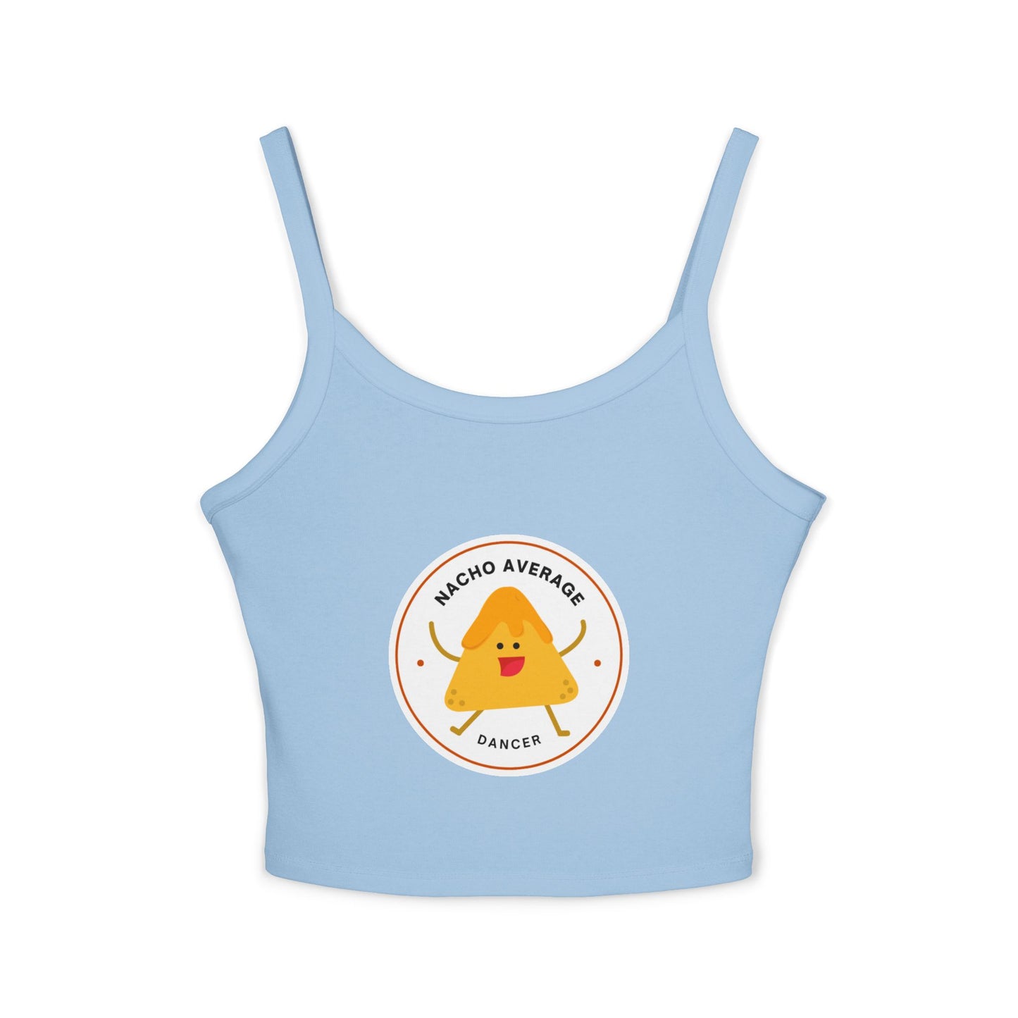 "Nacho Average Dancer" Women’s Spaghetti Strap Tank Top – Cute Nacho Dance Graphic | Funny Pun Apparel for Dancers & Food Lovers