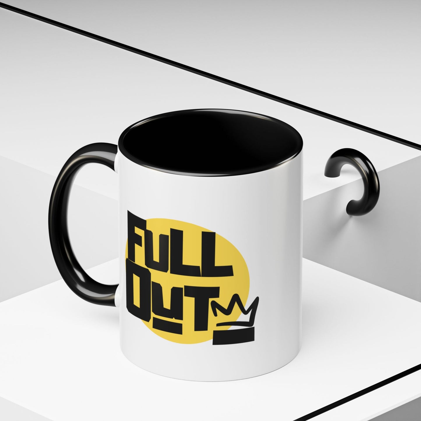 "Full Out" Accent Coffee Mug – Streetwear Dance Mug with Crown Graphic for Dancers