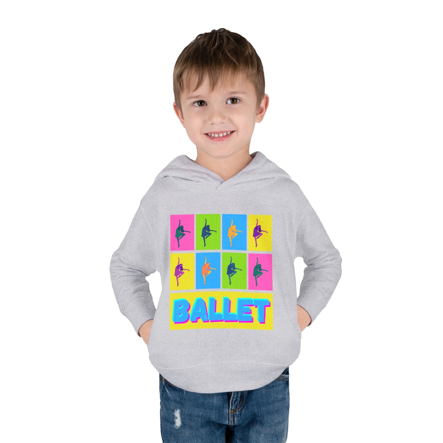 “Ballet" Toddler Pullover Hoodie – Pop Art Inspired Dance Graphic Sweatshirt with Ballet Dancer Design for Kids