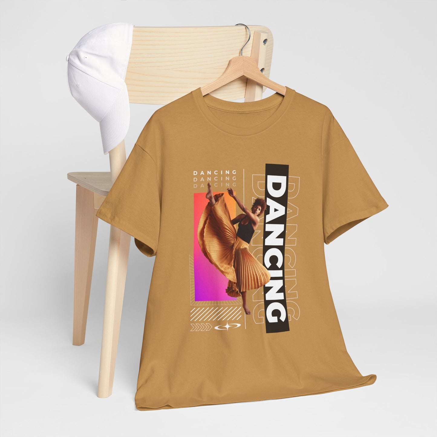 “Dancing” Streetwear-Inspired Female Dancer Unisex Heavy Cotton Tee – Urban Dance Graphic T-Shirt for Performers and Dance Lovers