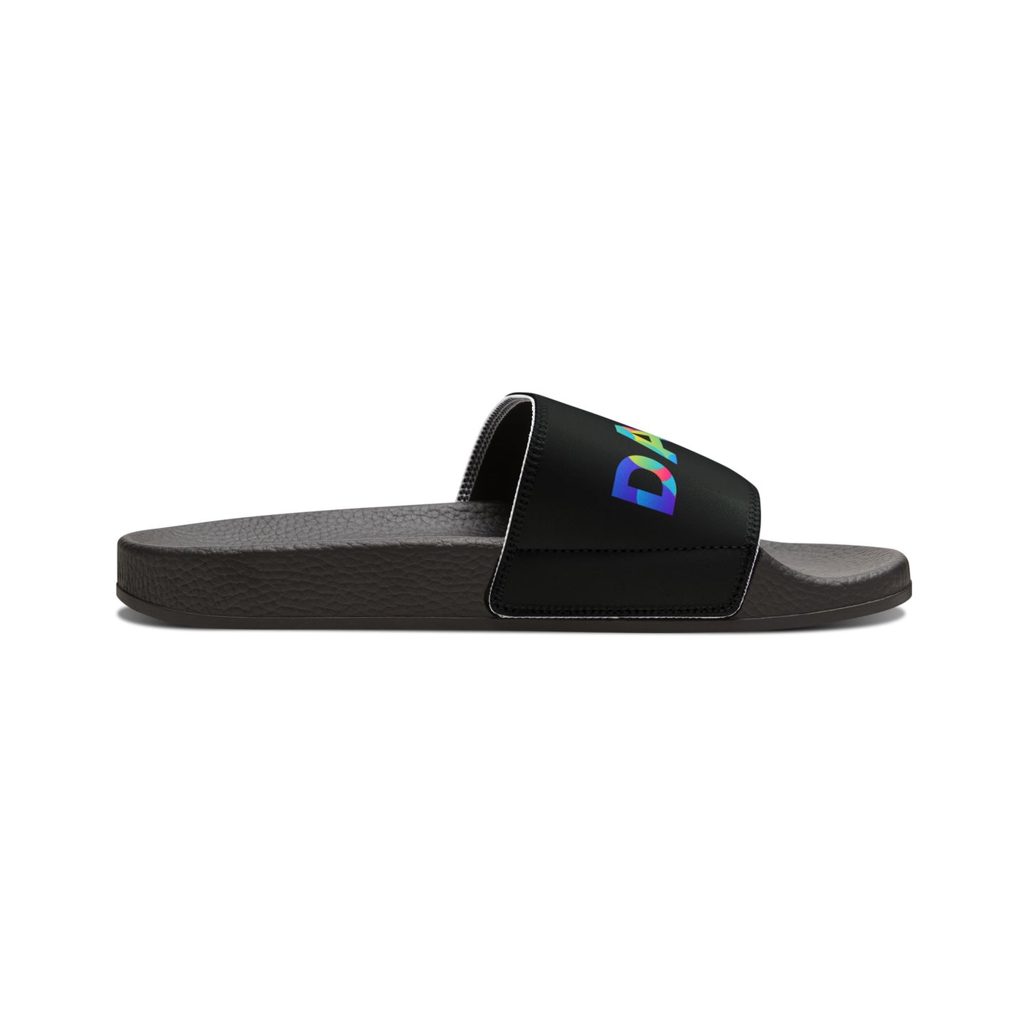 YOUTH SIZES - “Dancer” Colorful Text – Dance-Inspired Custom Slides with Removable Straps | Youth Sandal Slides