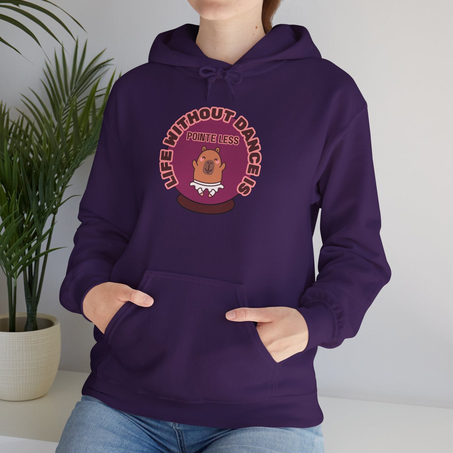 “Life Without Dance is Pointeless" Unisex Heavy Blend Hooded Sweatshirt – Cute Capybara Graphic Hoodie for Adults and Teens