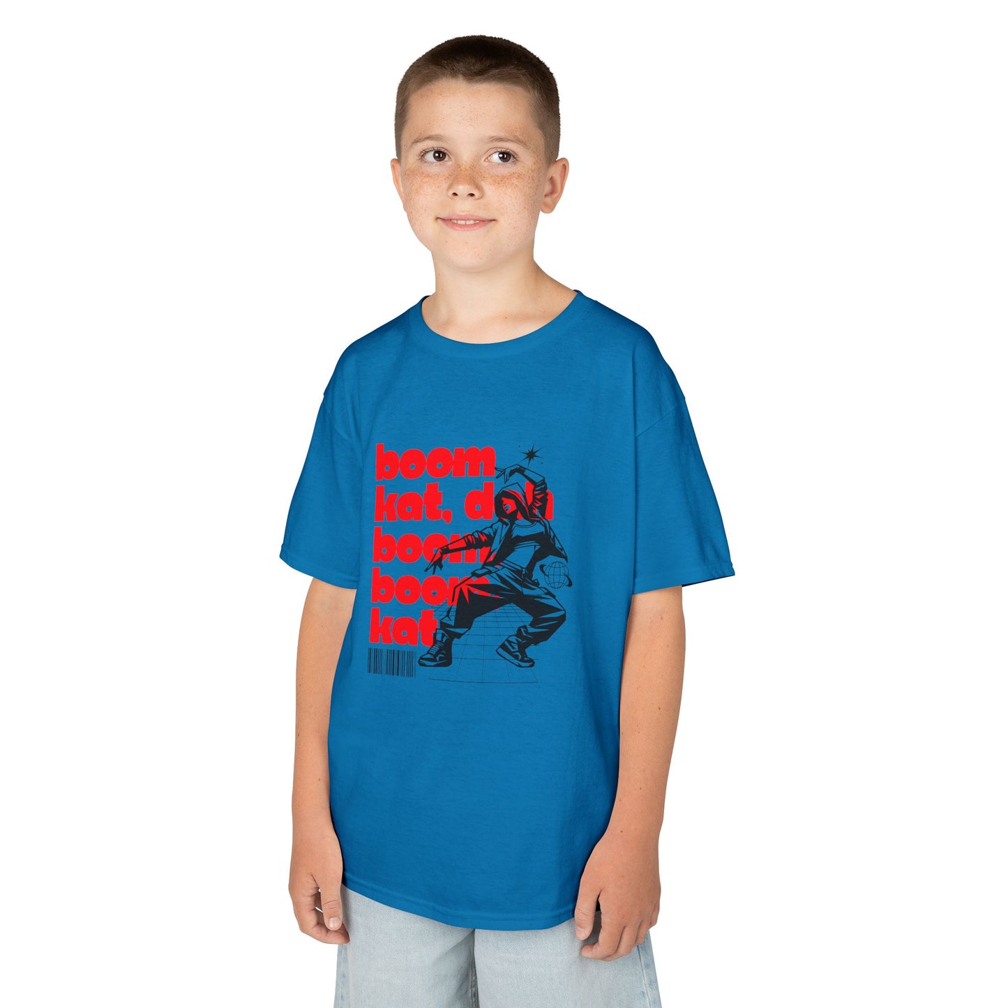 “Boom Kat Youth Short Sleeve Dance T-Shirt – Bold Streetwear-Inspired Graphic Tee for Kids