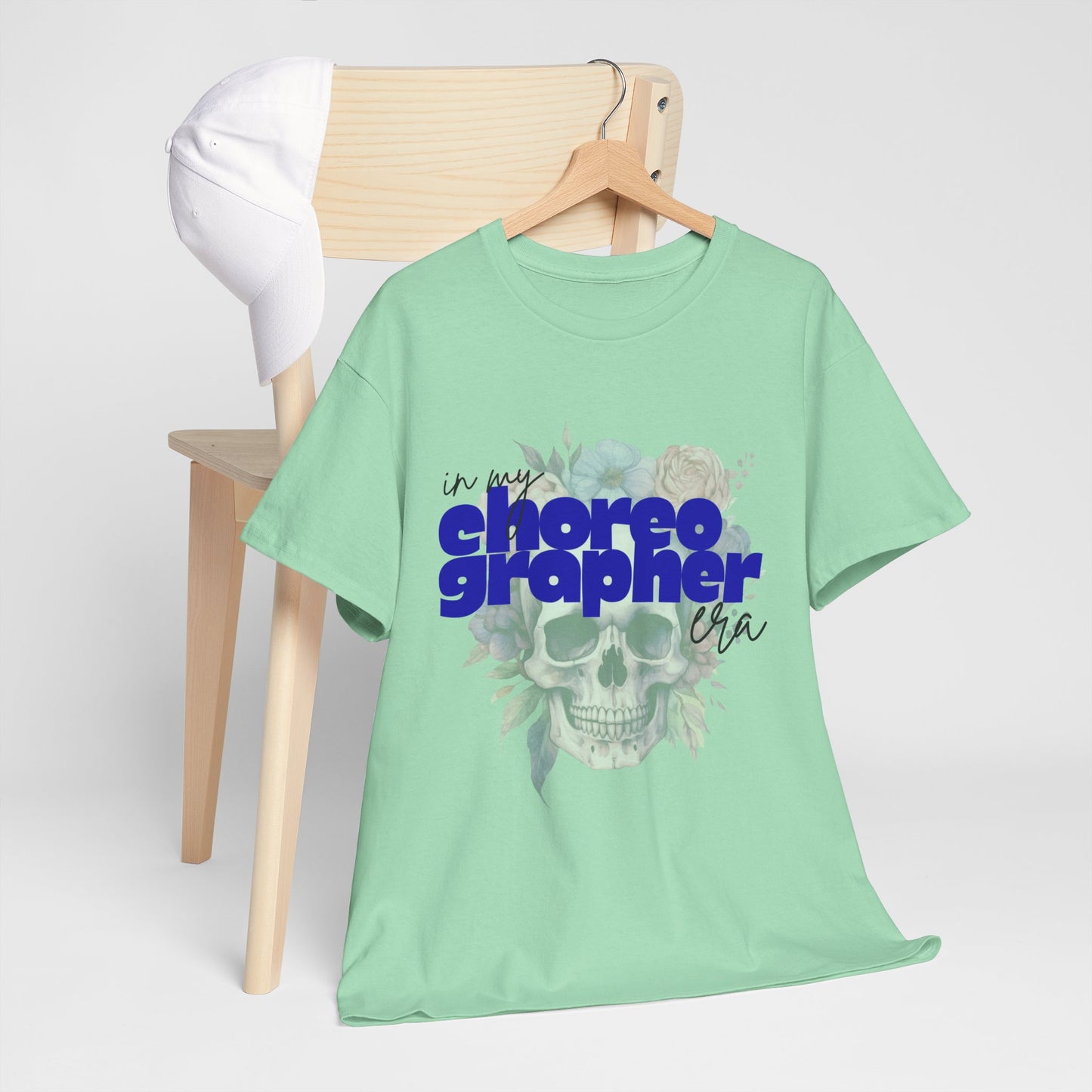 "In My Choreographer Era" Skull Floral Tee – Unisex Heavy Cotton Dance T-Shirt with Cool Gothic Graphic