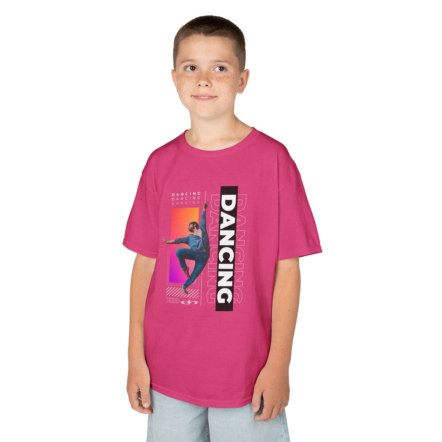 “Dancing” Youth Short Sleeve T-Shirt – Streetwear-Inspired Male Dancer Graphic – Trendy Kids Dance Apparel Tee