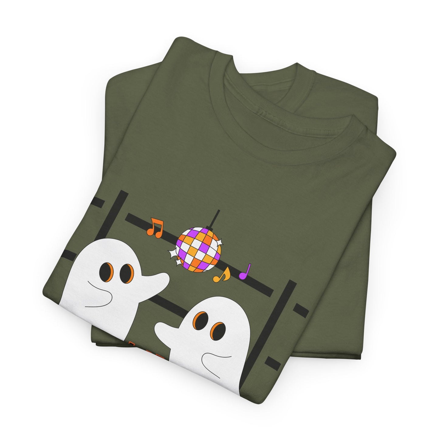 “At the Barre for the Boos” Dance Halloween T-Shirt with Cute Ghost Ballet Graphics - Unisex Heavy Cotton Tee