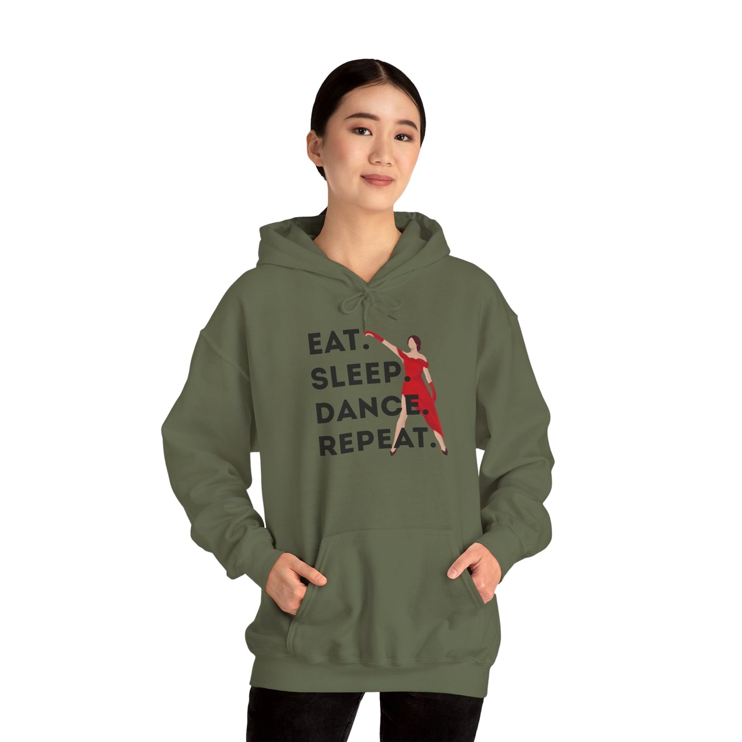 "Eat Sleep Dance Repeat" Unisex Dance Hoodie β Bold Graphic Sweatshirt for Dancers