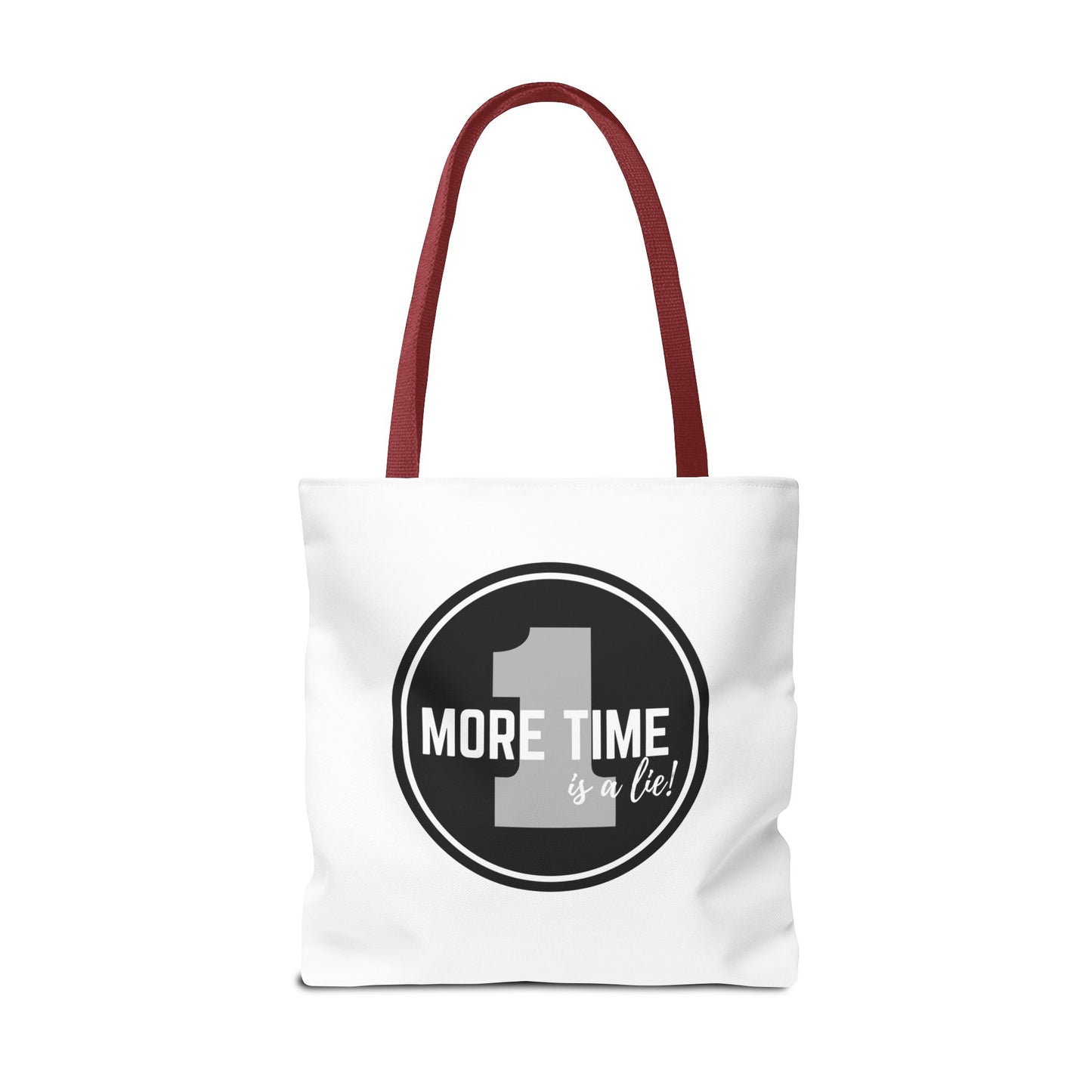 "One More Time is a Lie" Dance Tote Bag – Bold Emblem Graphic Canvas Bag for Dancers, Rehearsals & Everyday Use