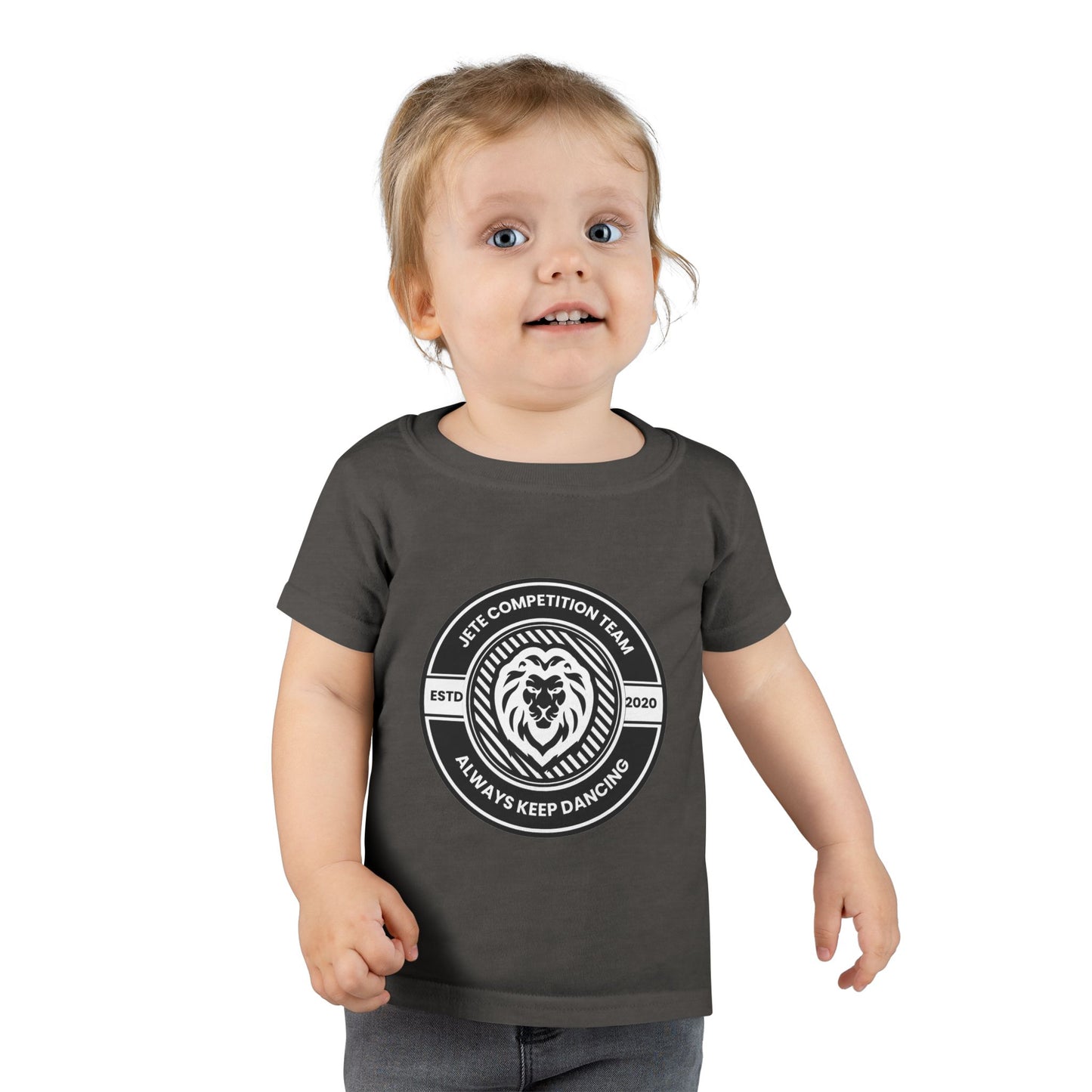 "Jeté Competition Team – Always Keep Dancing" Toddler Dance T-Shirt – Collegiate-Inspired Emblem Graphic Short Sleeve Tee for Kids