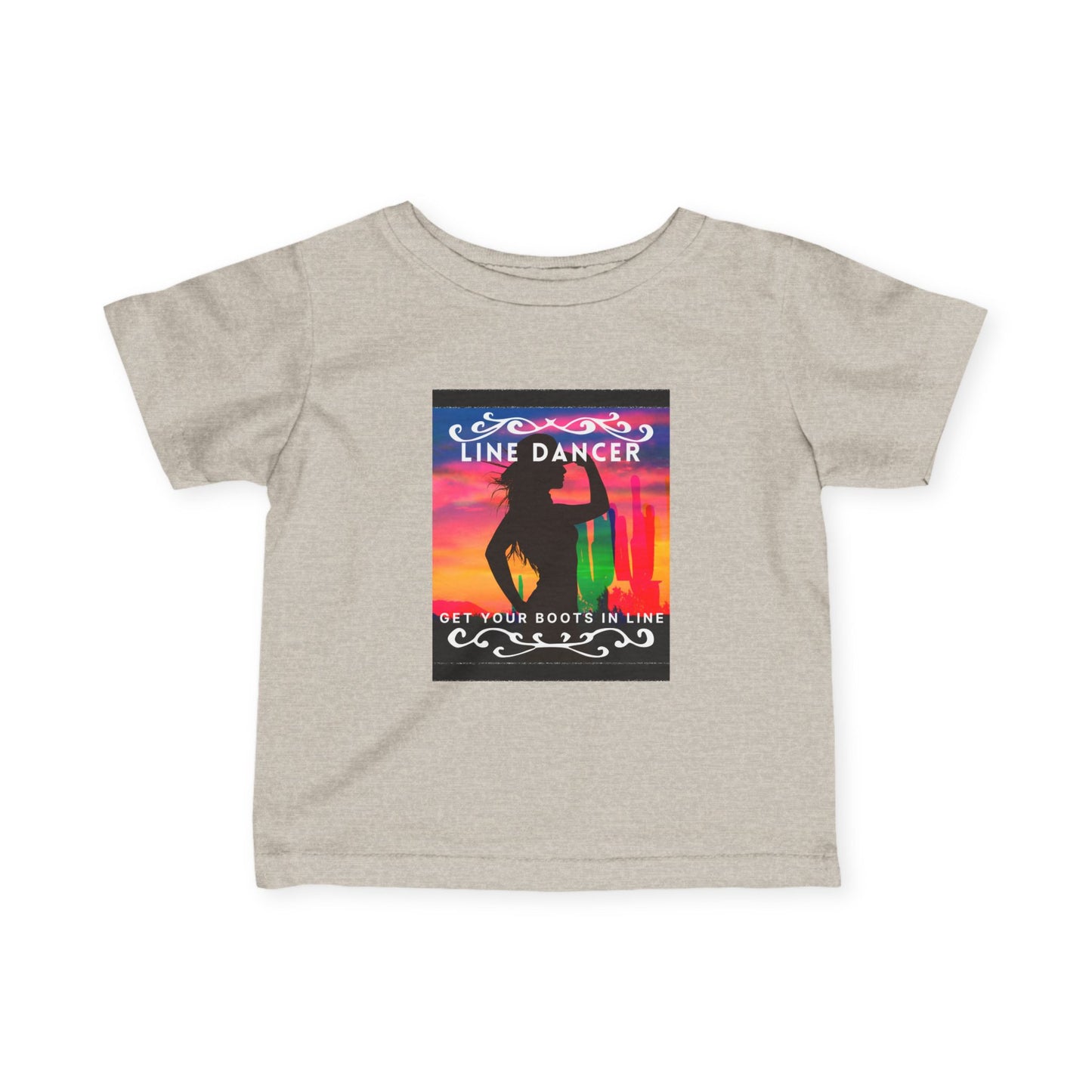 "Line Dancer, Get Your Boots in Line" Western-Inspired Graphic – Infant Fine Jersey Dance Tee