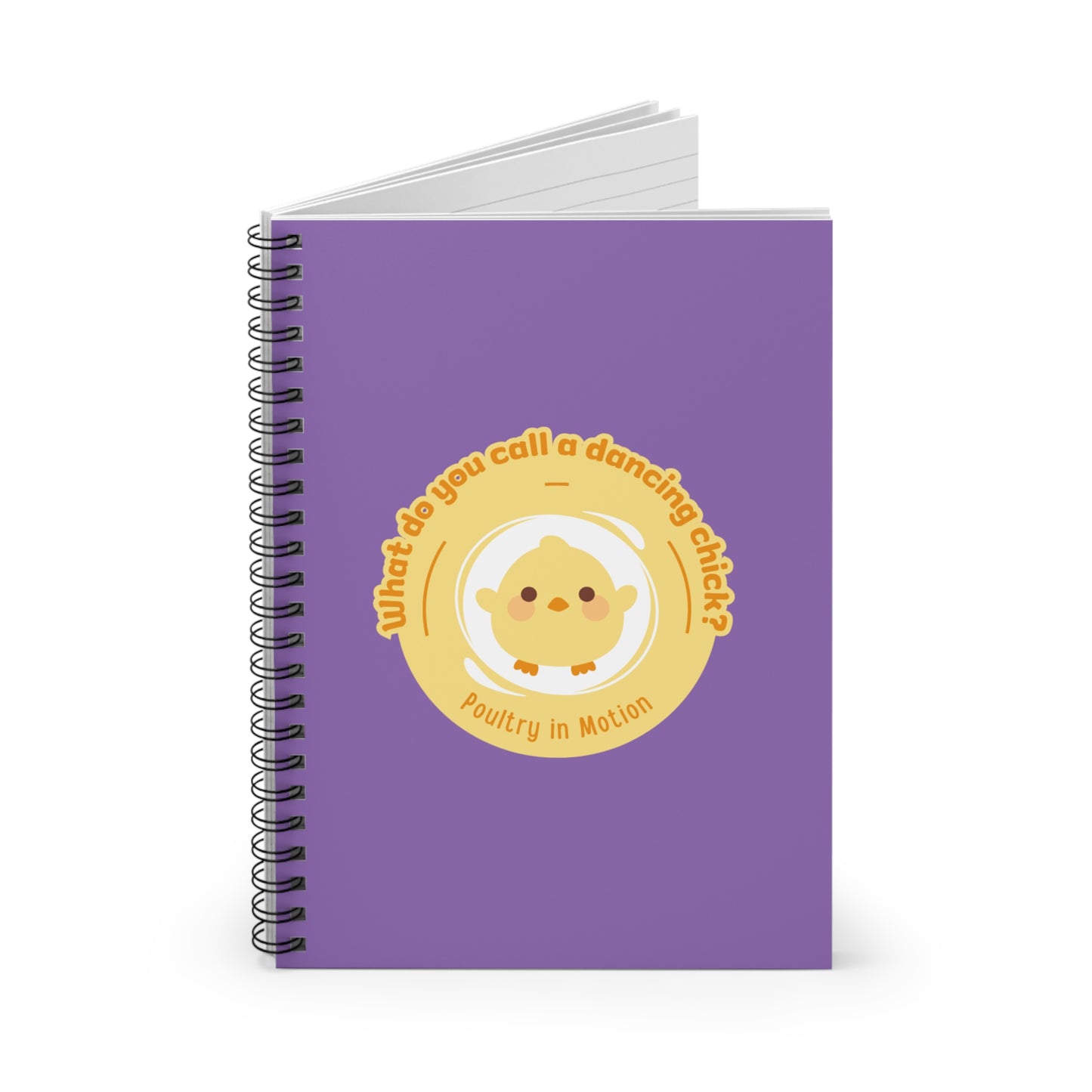 "Poultry in Motion" Spiral Notebook – Funny Dance Pun Journal with Cute Chicken Graphic for Dancers, Writers & Pun Lovers