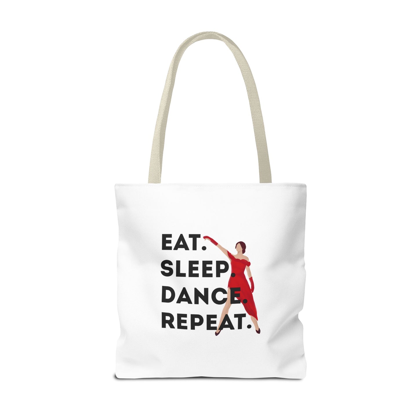 "Eat Sleep Dance Repeat" Canvas Tote Bag – Bold Dancer Graphic Dance Bag for Studio, School & Everyday Use