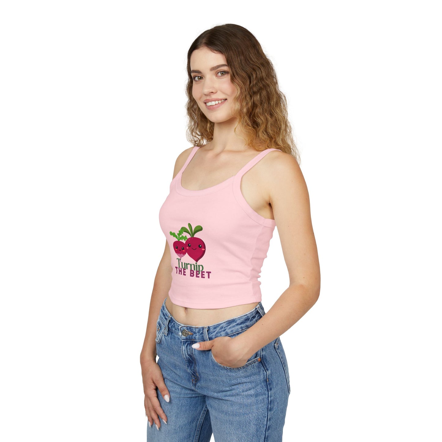 "Turnip the Beet" Women’s Spaghetti Strap Tank Top – Cute Veggie Dance Graphic | Funny Dance Pun Shirt for Dancers & Music Lovers