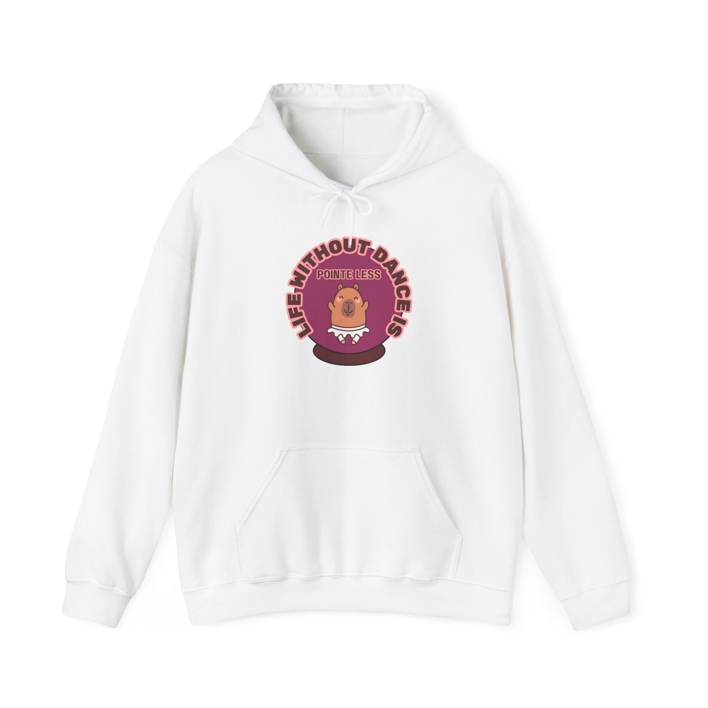 “Life Without Dance is Pointeless" Unisex Heavy Blend Hooded Sweatshirt – Cute Capybara Graphic Hoodie for Adults and Teens
