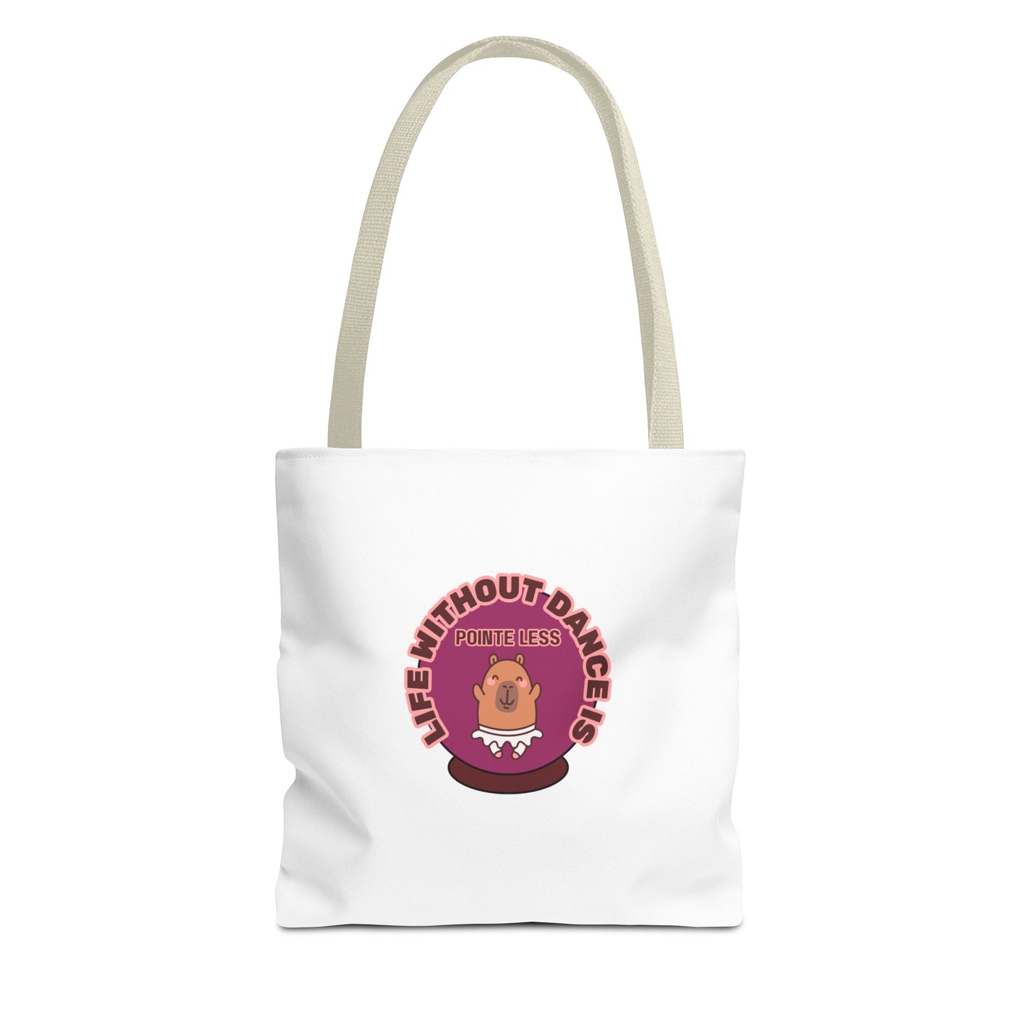 "Life Without Dance Is Pointeless" Capybara Canvas Tote Bag – Funny Dance Pun Tote for Dancers & Animal Lovers