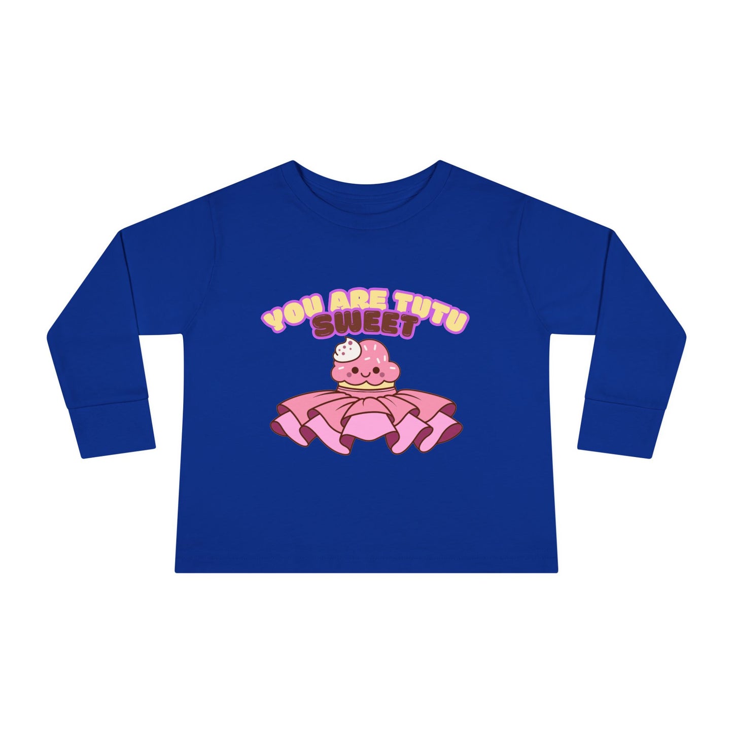 "You Are Tutu Sweet" Toddler Dance T-Shirt – Kawaii Cupcake in Tutu Graphic Long Sleeve Tee for Kids