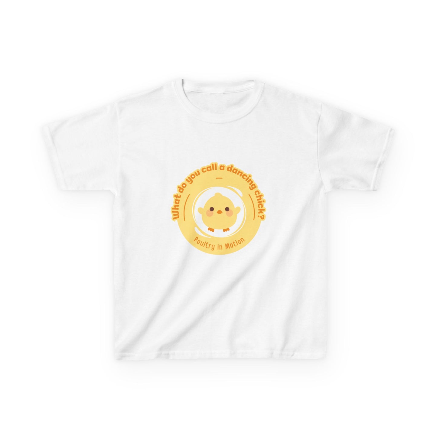 “What do you call a dancing chick? Poultry in Motion” Funny Chick Dance Tee for Kids – Cute Chicken Graphic - Youth Dance Pun T-Shirt