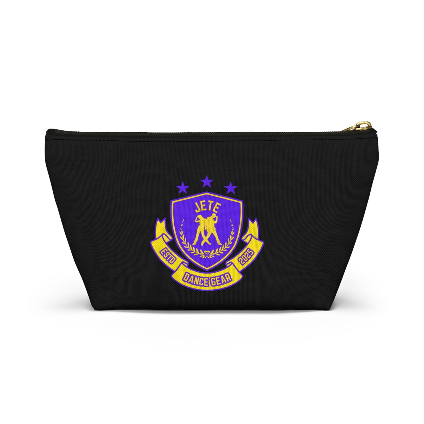 "Jeté Dance Gear" Makeup Bag – Colorful Collegiate-Inspired Dance Graphic – Stylish Zipper Pouch for Cosmetics, Accessories & Team Essentials