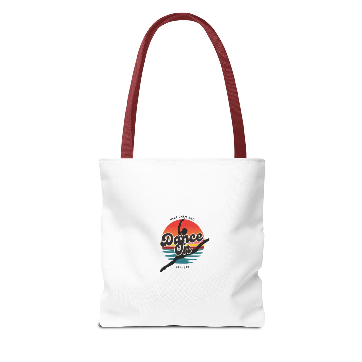 "Keep Calm and Dance On" Canvas Tote Bag – Retro Dance Graphic, Durable Shopping & Everyday Dance Bag
