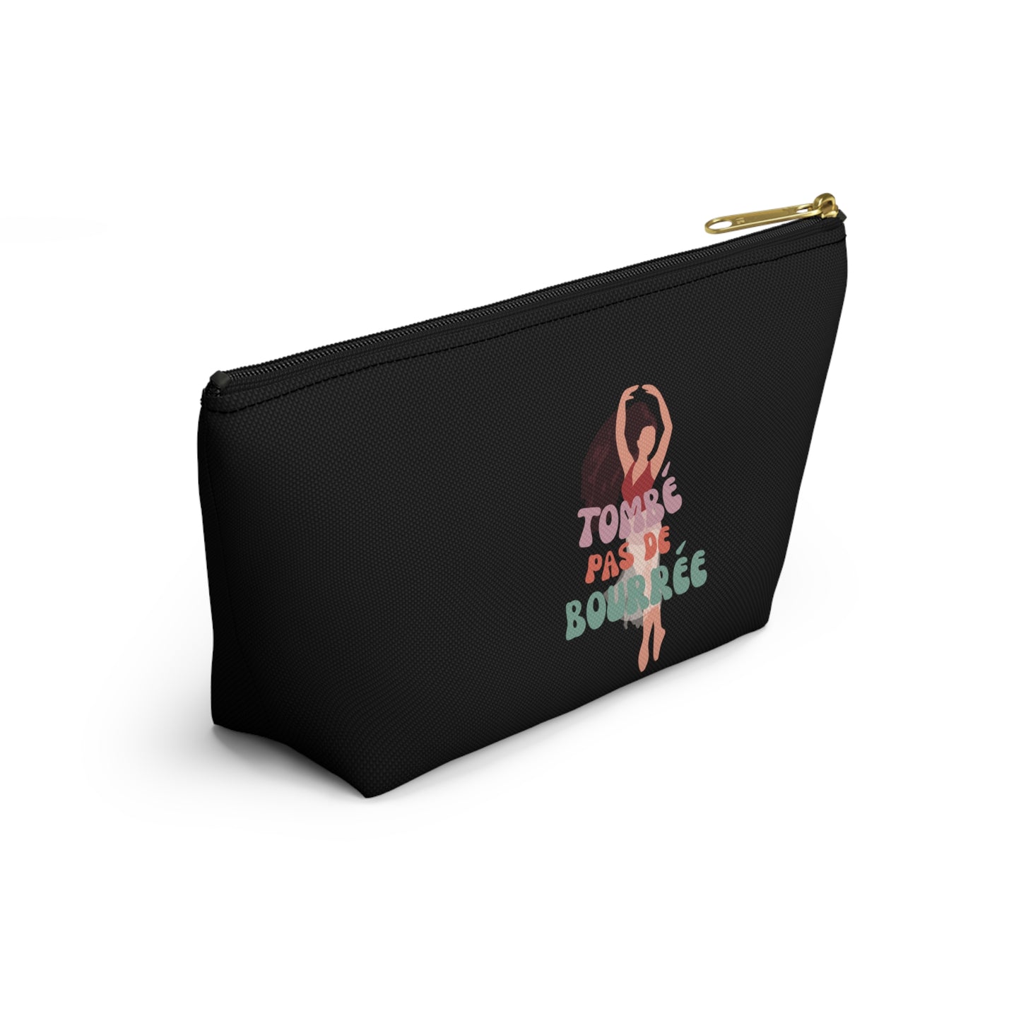 "Tombé Pas de Bourrée" Makeup Bag – Elegant Ballet Dancer Graphic – Ballet-Themed Zipper Pouch for Cosmetics, Accessories & Dance Gifts