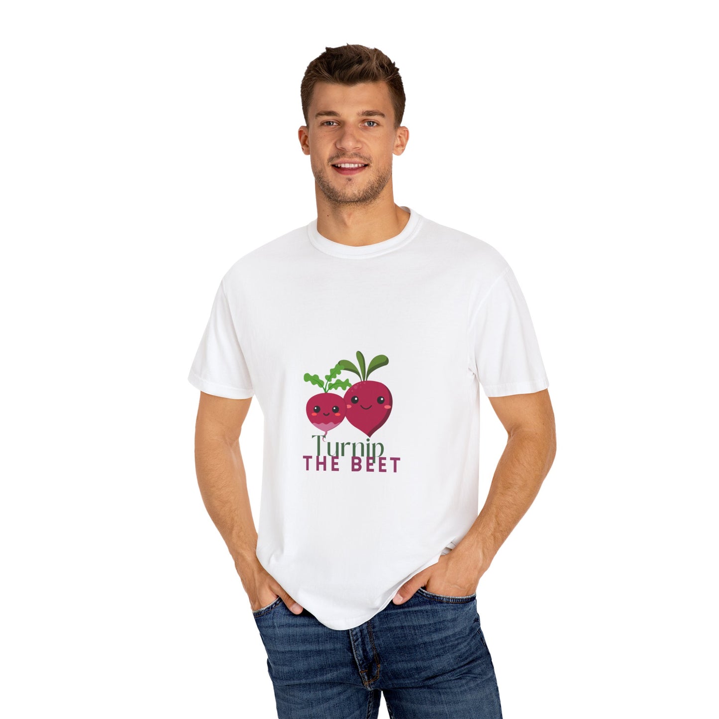 "Turnip the Beet" Unisex Garment-Dyed T-Shirt – Cute Veggie Dance Pun Graphic Tee – Funny Foodie Shirt for Dancers & Music Lovers