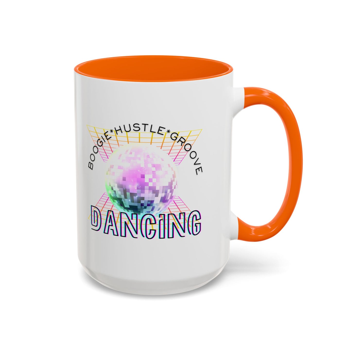 "Boogie, Hustle, Groove - Dancing" Disco Accent Coffee Mug – Fun Retro Dance Gift for Coffee Lovers
