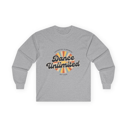 “Dance Unlimited – Potential & Growth" Unisex Long Sleeve Tee – Retro Dance Graphic Shirt for Motivated Dancers & Studio Apparel