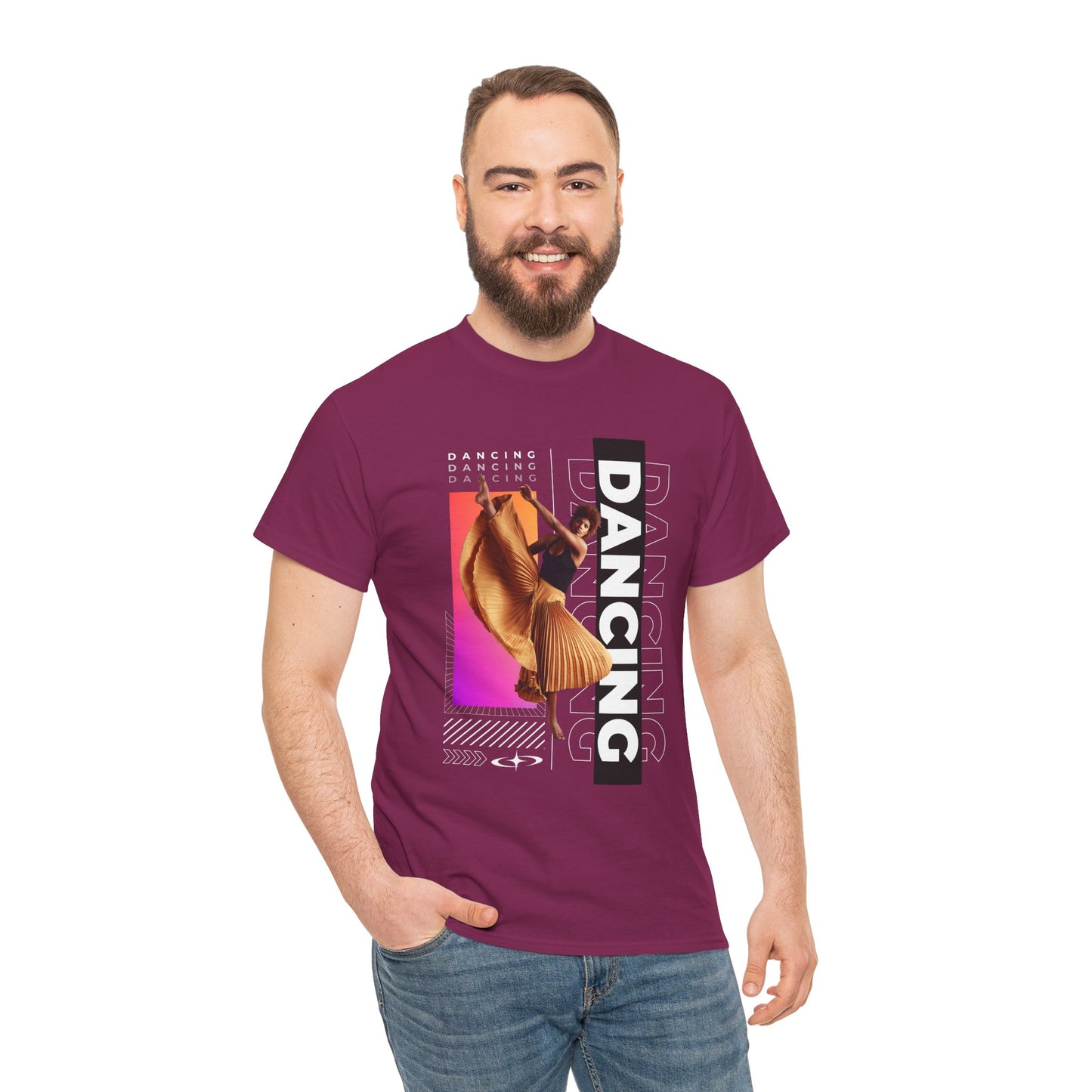 “Dancing” Streetwear-Inspired Female Dancer Unisex Heavy Cotton Tee – Urban Dance Graphic T-Shirt for Performers and Dance Lovers
