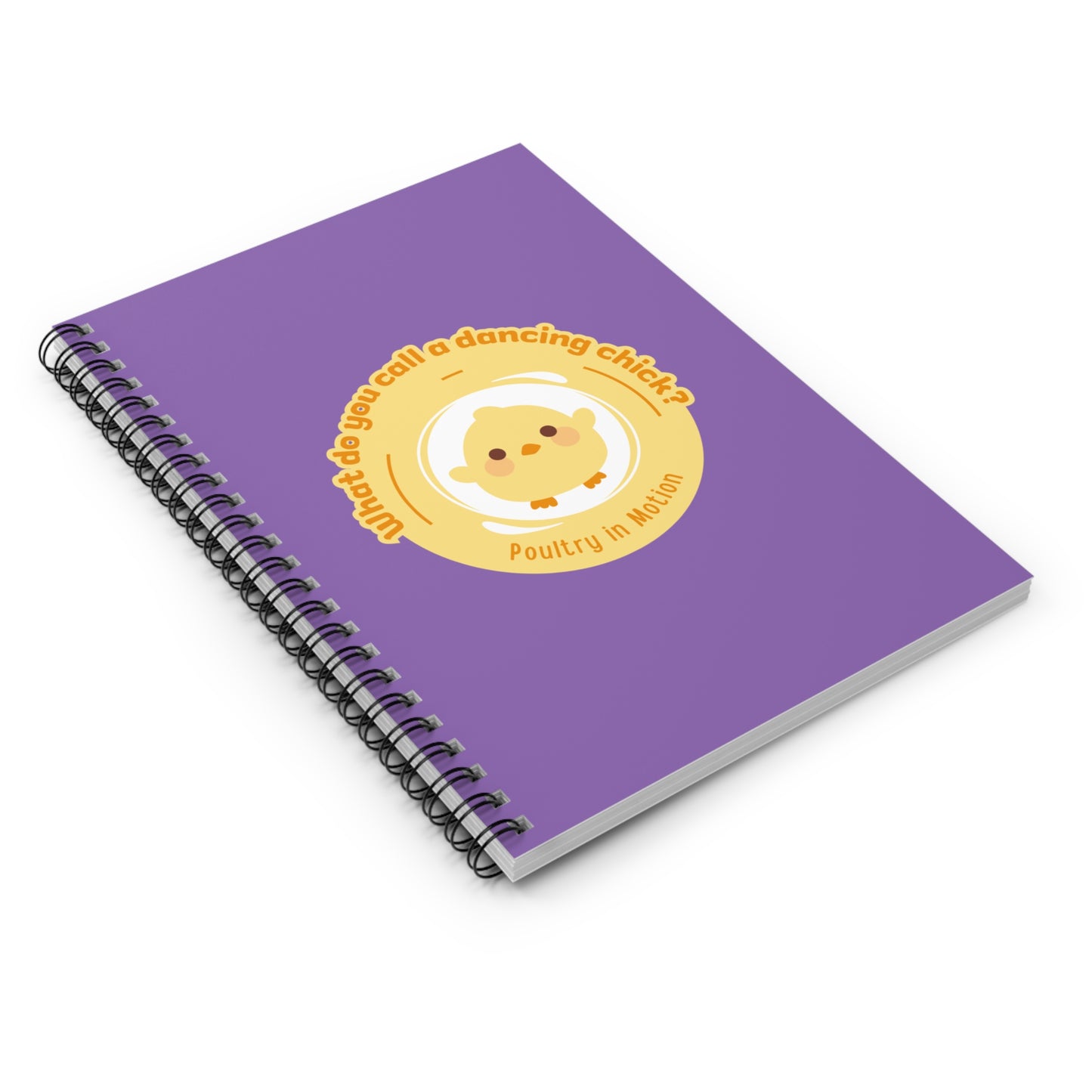"Poultry in Motion" Spiral Notebook – Funny Dance Pun Journal with Cute Chicken Graphic for Dancers, Writers & Pun Lovers