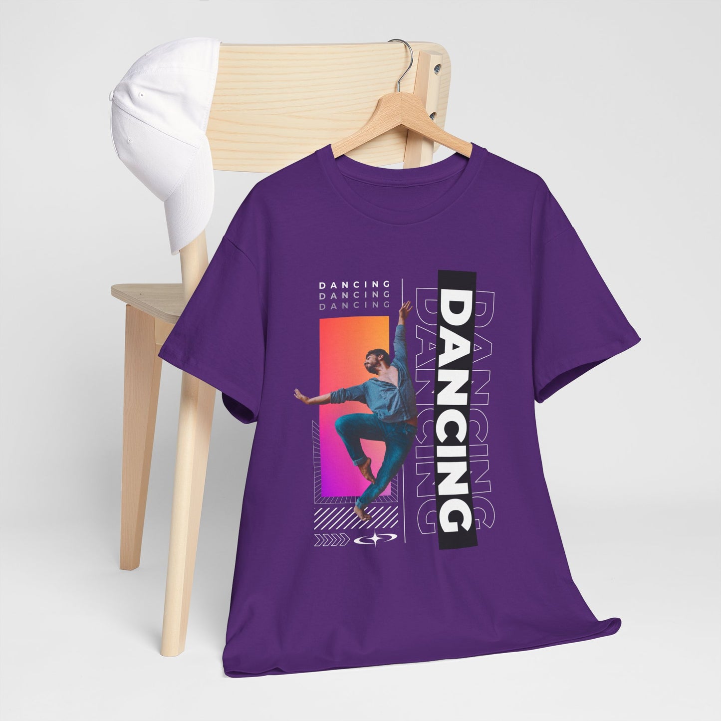 “Dancing” Streetwear-Inspired Male Dancer Unisex Heavy Cotton Tee – Urban Dance Graphic T-Shirt for Performers and Dance Lovers