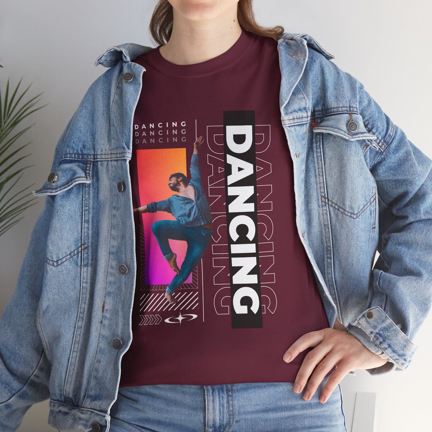 “Dancing” Streetwear-Inspired Male Dancer Unisex Heavy Cotton Tee – Urban Dance Graphic T-Shirt for Performers and Dance Lovers