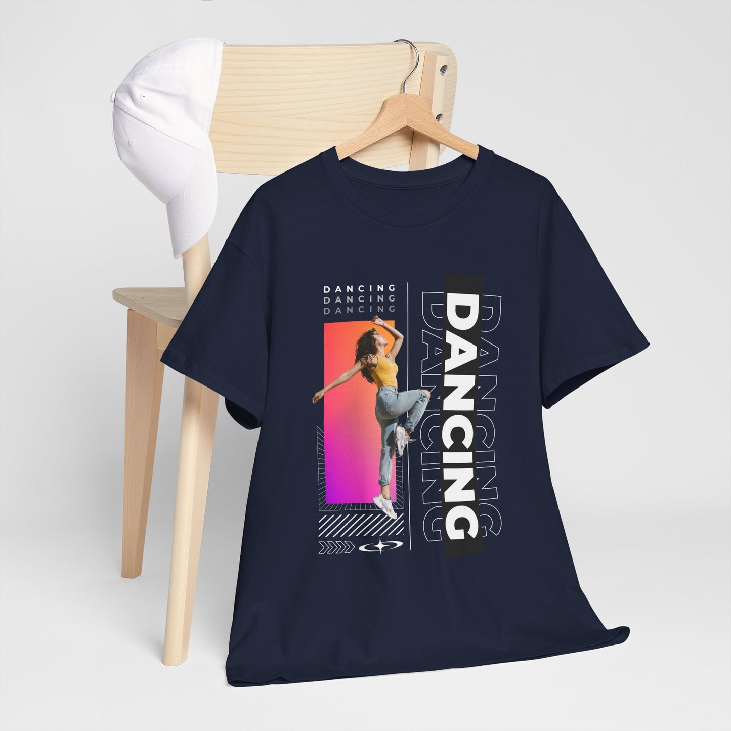 “Dancing” Streetwear-Inspired Female Dancer Unisex Heavy Cotton Tee – Urban Dance Graphic T-Shirt for Performers and Dance Lovers