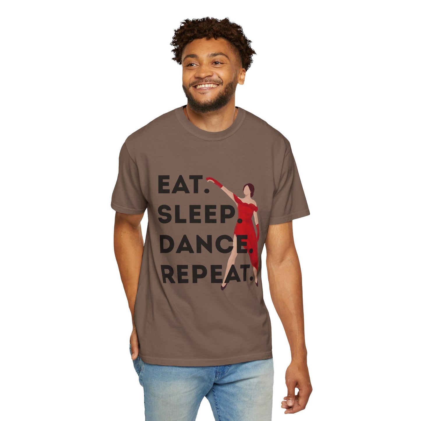 "Eat Sleep Dance Repeat" Unisex Garment-Dyed T-Shirt – Bold Dancer Graphic Tee – Dance Lifestyle Shirt for Performers & Enthusiasts
