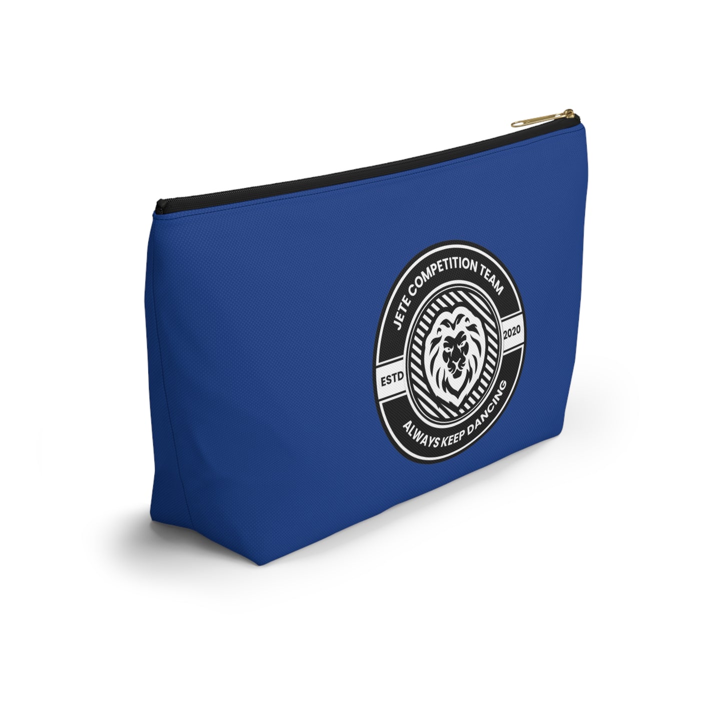 "Jeté Competition Team Always Keep Dancing" Makeup Bag – Collegiate-Inspired Dance Graphic – Team Dance Zipper Pouch for Cosmetics, Accessories & Recital Gifts
