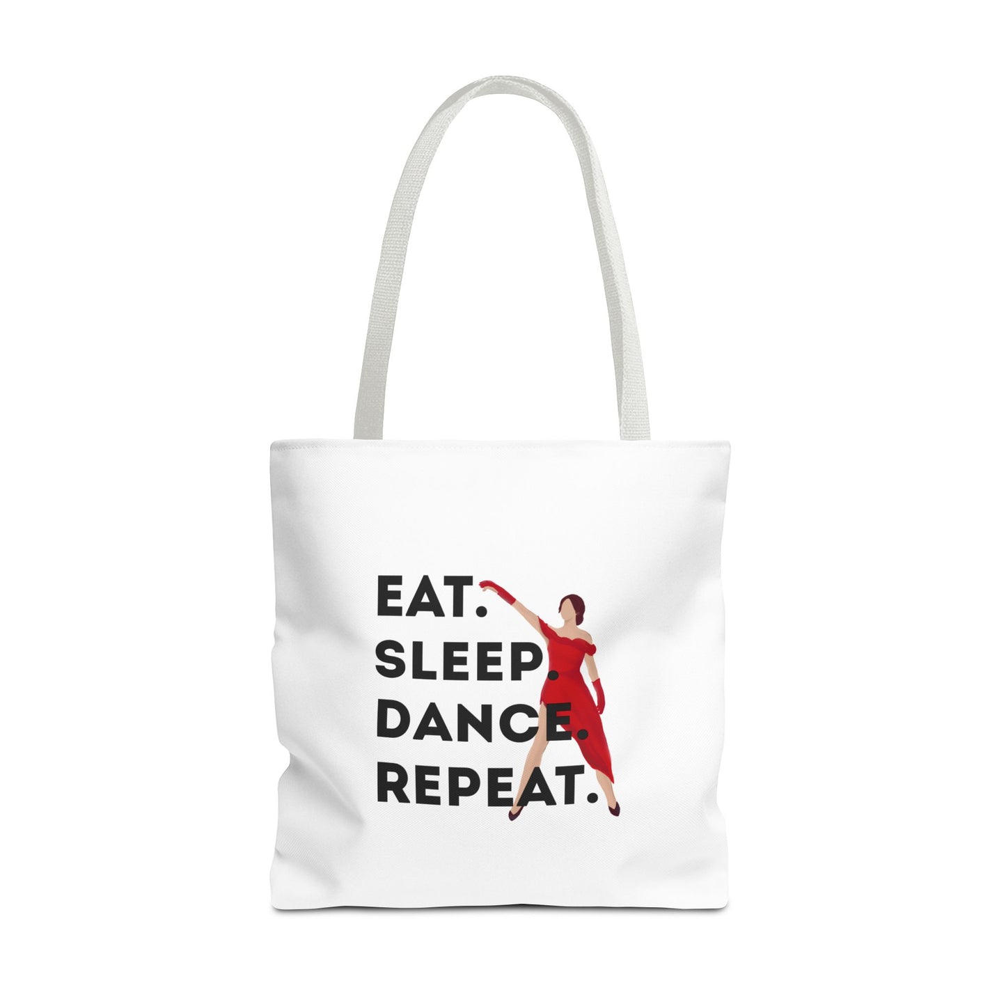 "Eat Sleep Dance Repeat" Canvas Tote Bag – Bold Dancer Graphic Dance Bag for Studio, School & Everyday Use