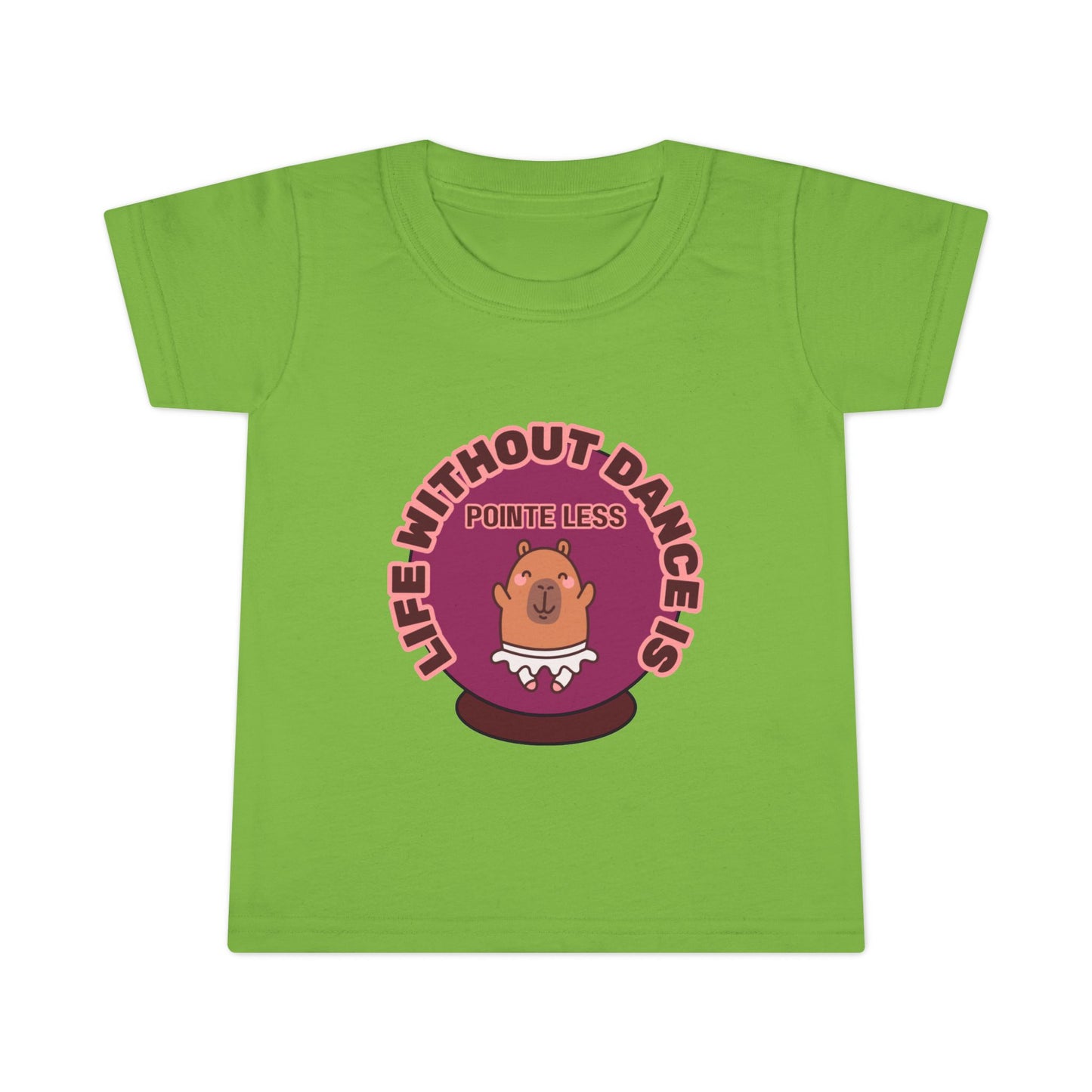"Life Without Dance Is Pointeless" Toddler Dance T-Shirt – Cute Dancing Capybara Graphic Short Sleeve Tee for Kids