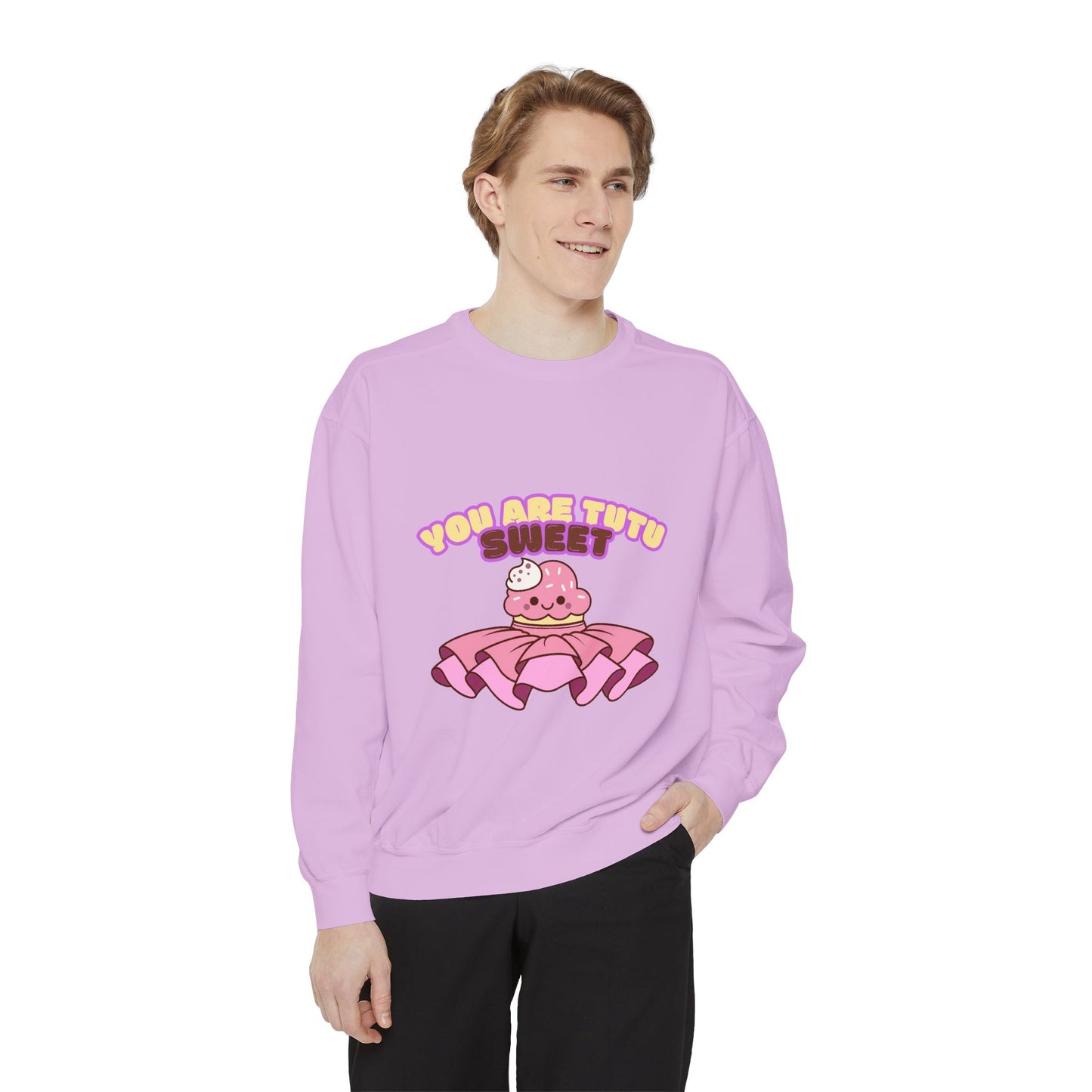 "You Are Tutu Sweet" Unisex Lightweight Crewneck Sweatshirt – Kawaii Cupcake in a Tutu Graphic Pullover for Ballet & Dance Lovers