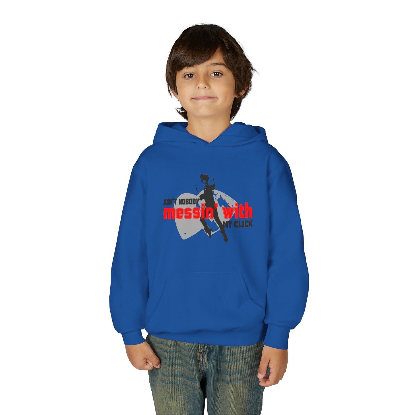 “Ain’t Nobody Messin’ with My Click” Tap Dance Graphic with Tap Shoes & Dancer - Unisex Youth Hoodie – Streetwear Tap Dancing Hoodie for Kids & Young Performers