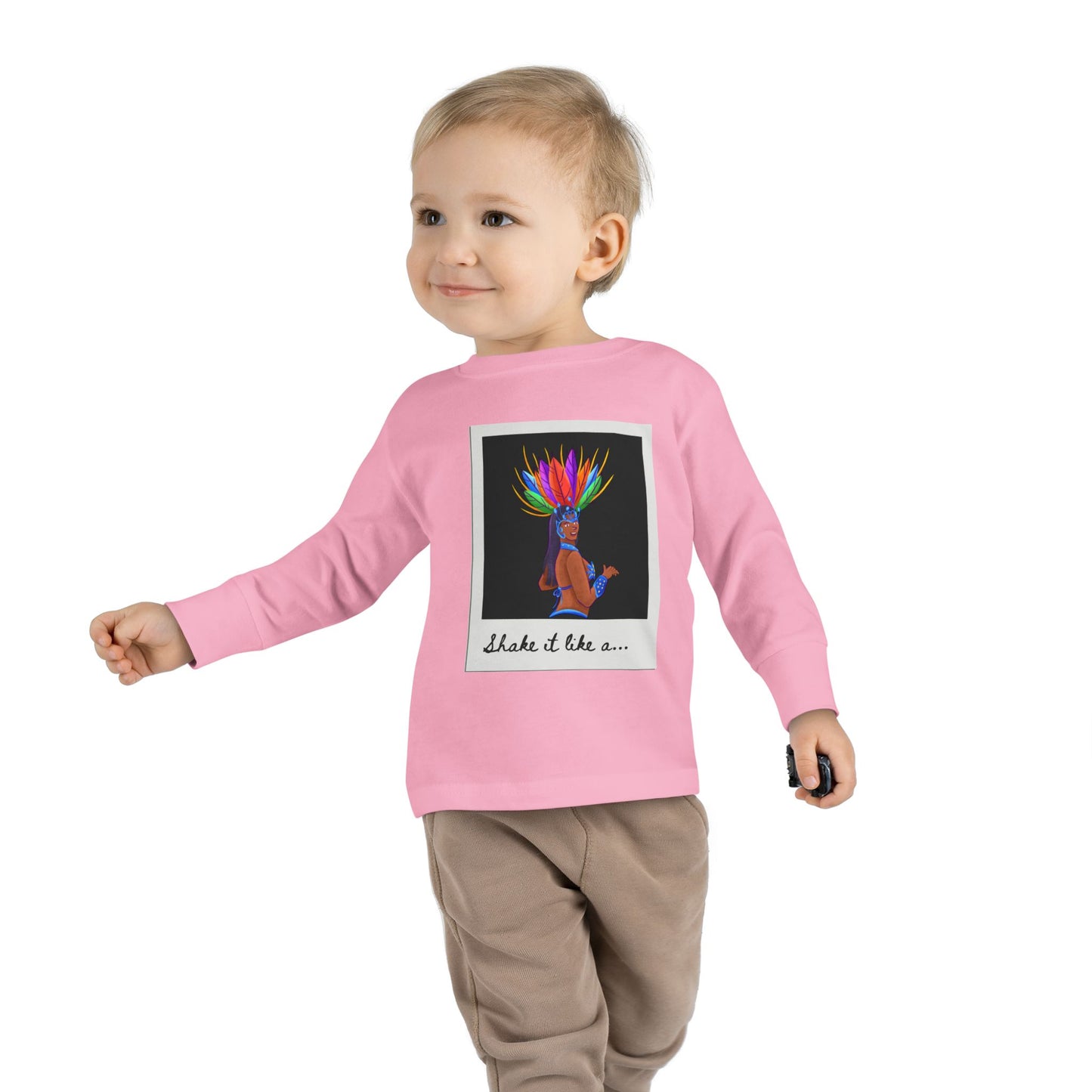 "Shake It Like a…” Toddler Long Sleeve Tee – Samba Dancer Graphic Shirt for Kids