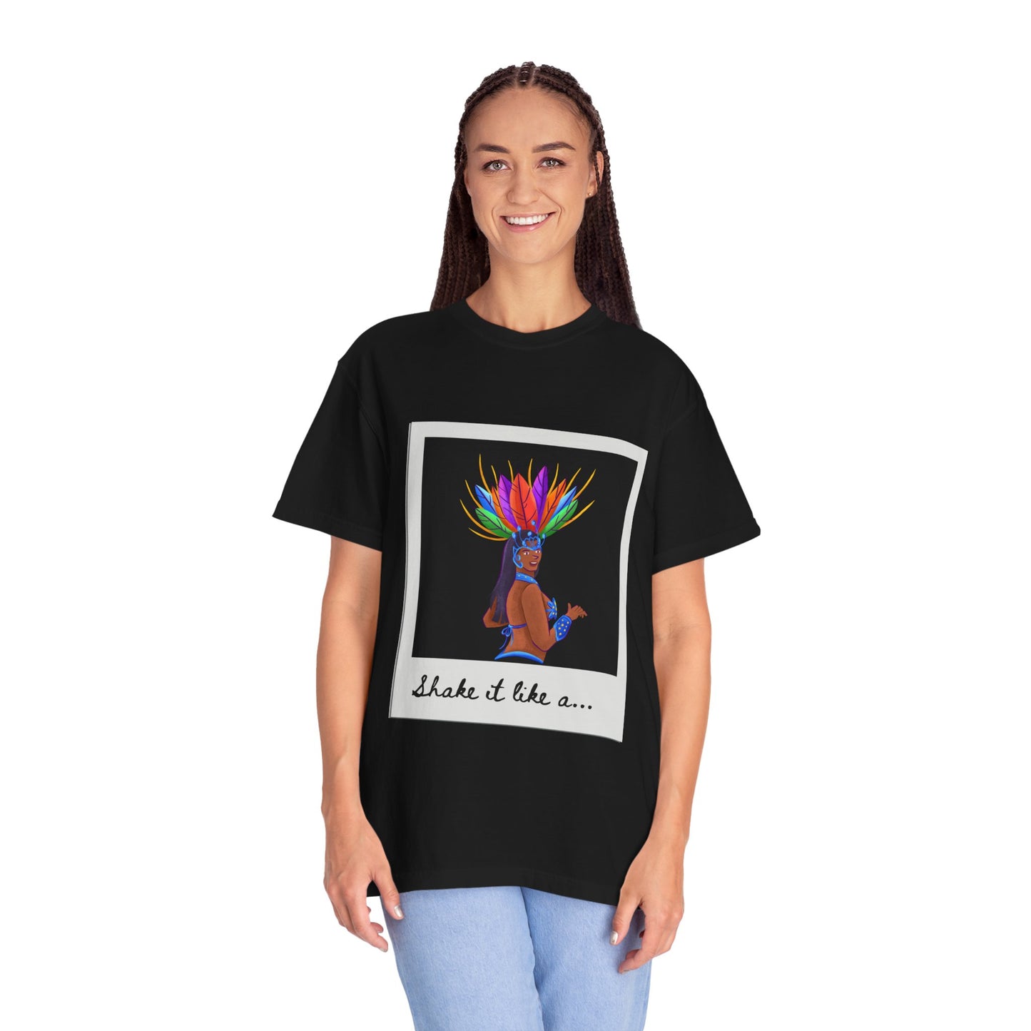 "Shake It Like a Samba Star" Unisex Garment-Dyed Dance T-Shirt – Bold Carnival-Inspired Graphic Tee for Dancers