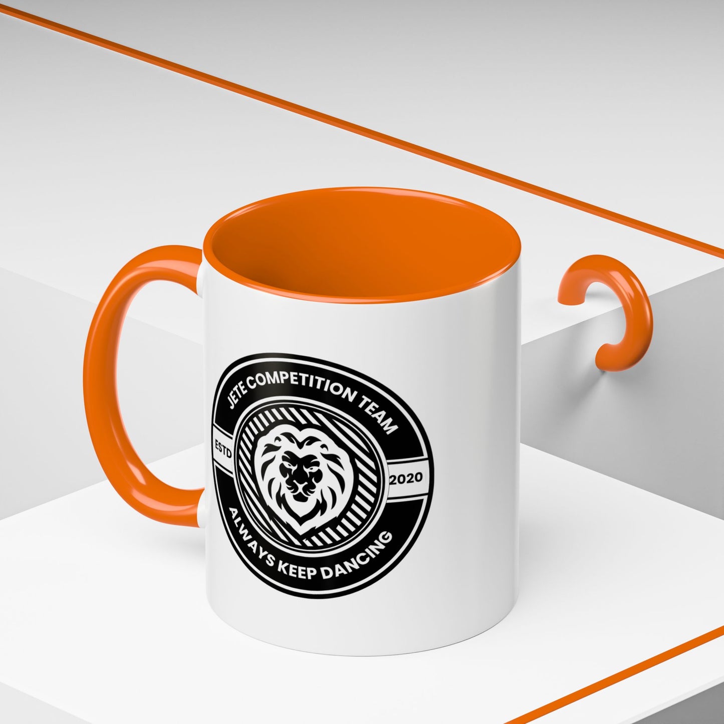 "Jeté Competition Team – Always Keep Dancing" Accent Coffee Mug – Collegiate Style Ceramic Mug for Dancers and Studio Teams