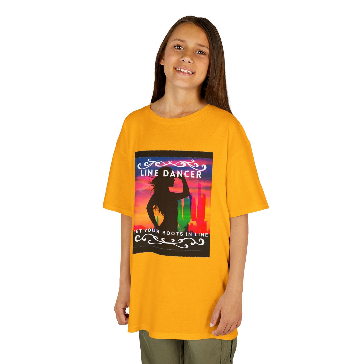 "Line Dancer – Get Your Boots in Line" Youth Short Sleeve Tee – Western-Inspired Country Dance Shirt for Kids