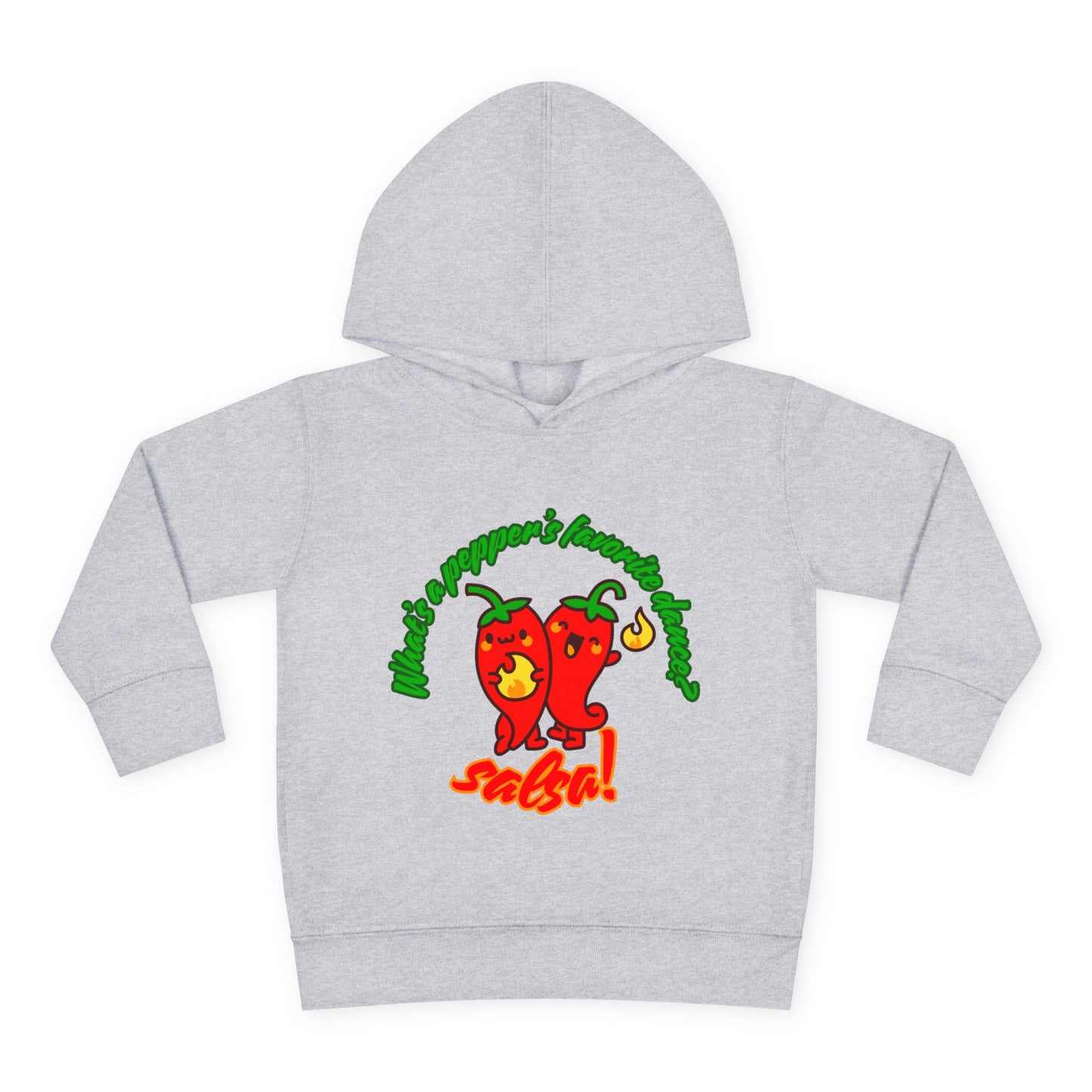 "What's a Pepper's Favorite Dance? Salsa!" Toddler Fleece Dance Hoodie – Funny Colorful Pullover for Kids
