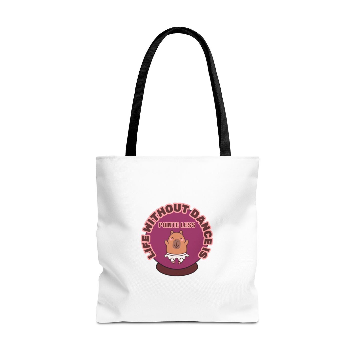 "Life Without Dance Is Pointeless" Capybara Canvas Tote Bag – Funny Dance Pun Tote for Dancers & Animal Lovers