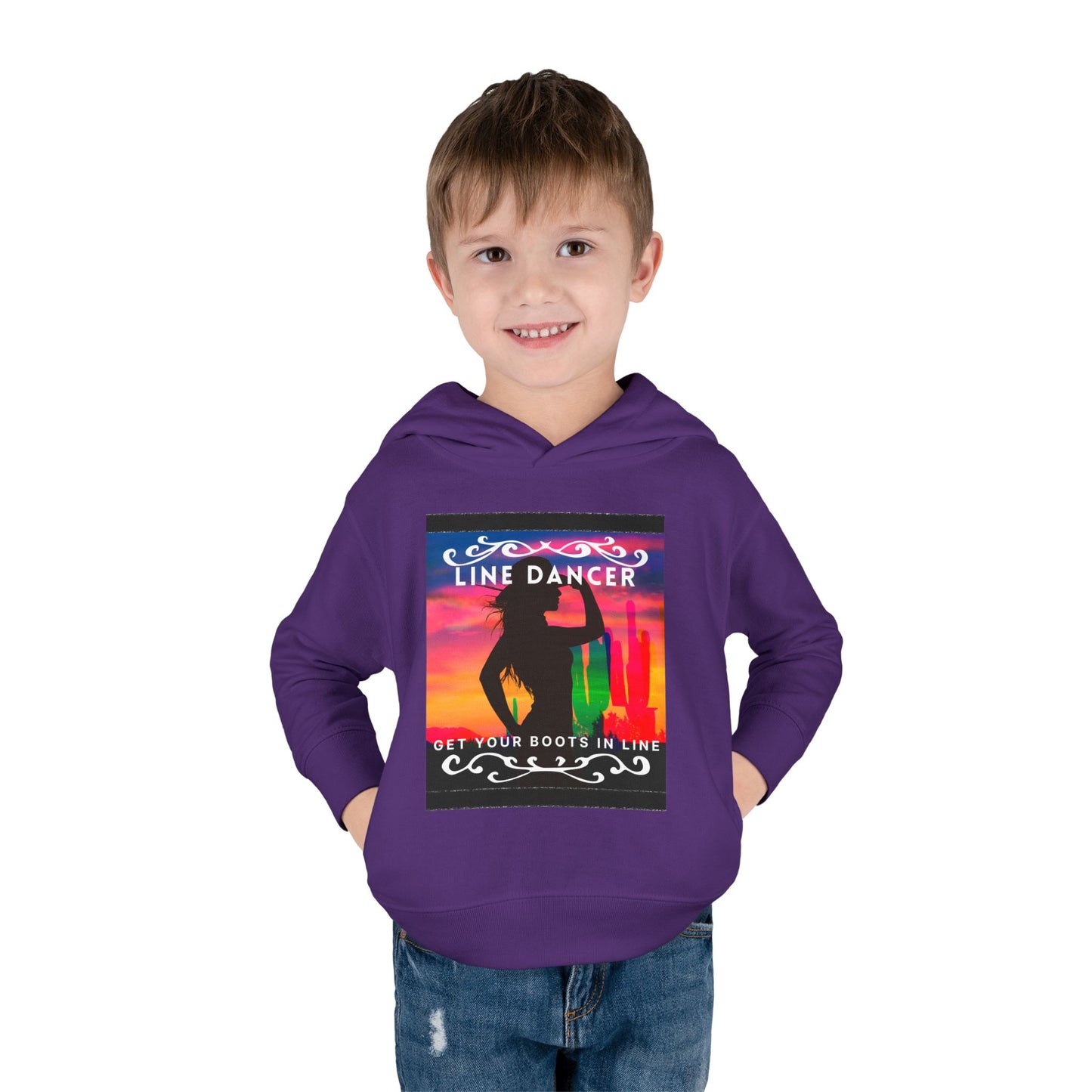 "Line Dancer, Get Your Boots in Line" Streetwear Dance Graphic – Toddler Pullover Hoodie